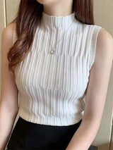 Solid Knitted Vest Tank Tops From Kawaii Stop