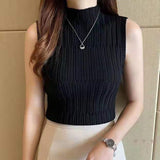 Solid Knitted Vest Tank Tops From Kawaii Stop