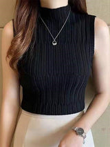 Solid Knitted Vest Tank Tops From Kawaii Stop