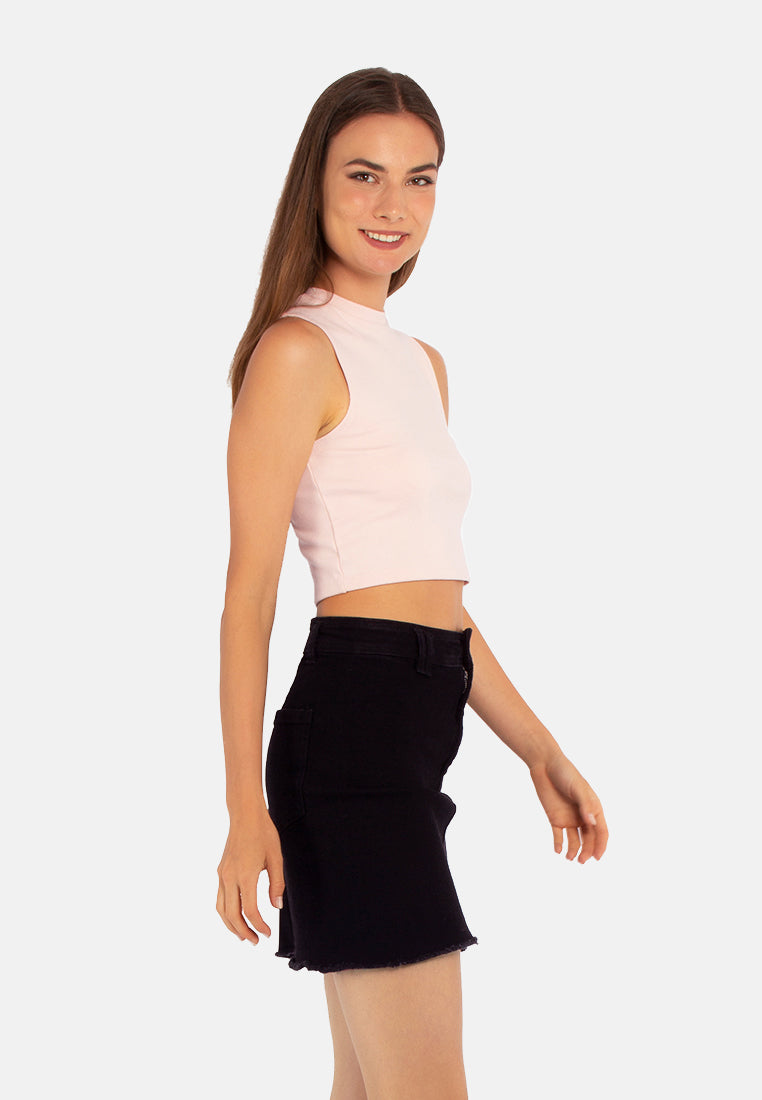 Solid Knitted Crop Top from London Rag International