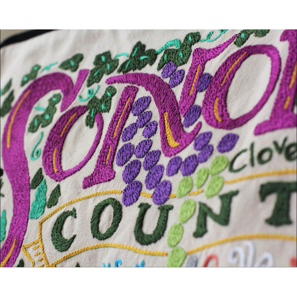 Sonoma County Hand-Embroidered Pillow by CatStudio from Quirks!