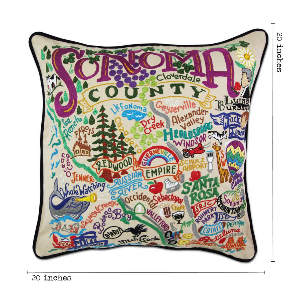 Sonoma County Hand-Embroidered Pillow by CatStudio from Quirks!