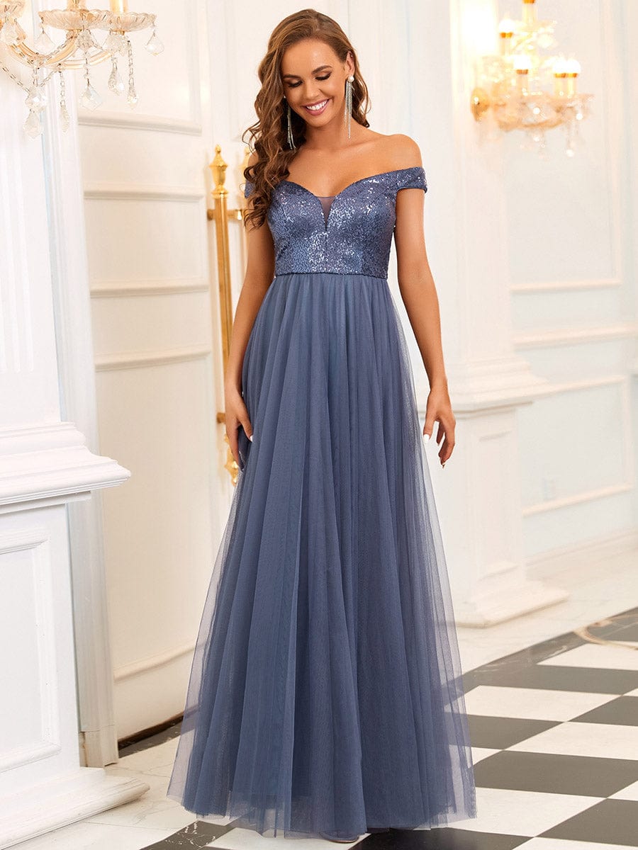 A-Line Sequin and Tulle Formal Gown from MsDressly