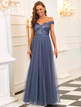 A-Line Sequin and Tulle Formal Gown from MsDressly