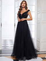 A-Line Sequin and Tulle Formal Gown from MsDressly