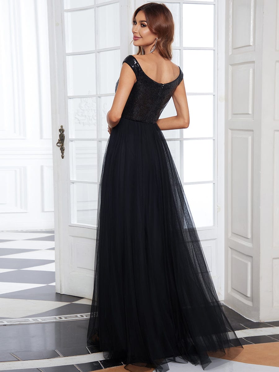 A-Line Sequin and Tulle Formal Gown from MsDressly