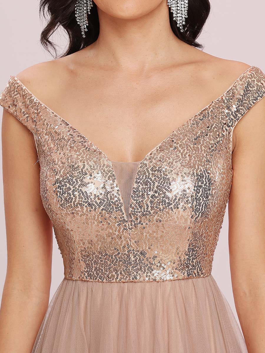 A-Line Sequin and Tulle Formal Gown from MsDressly