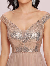 A-Line Sequin and Tulle Formal Gown from MsDressly