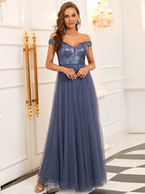 A-Line Sequin and Tulle Formal Gown from MsDressly