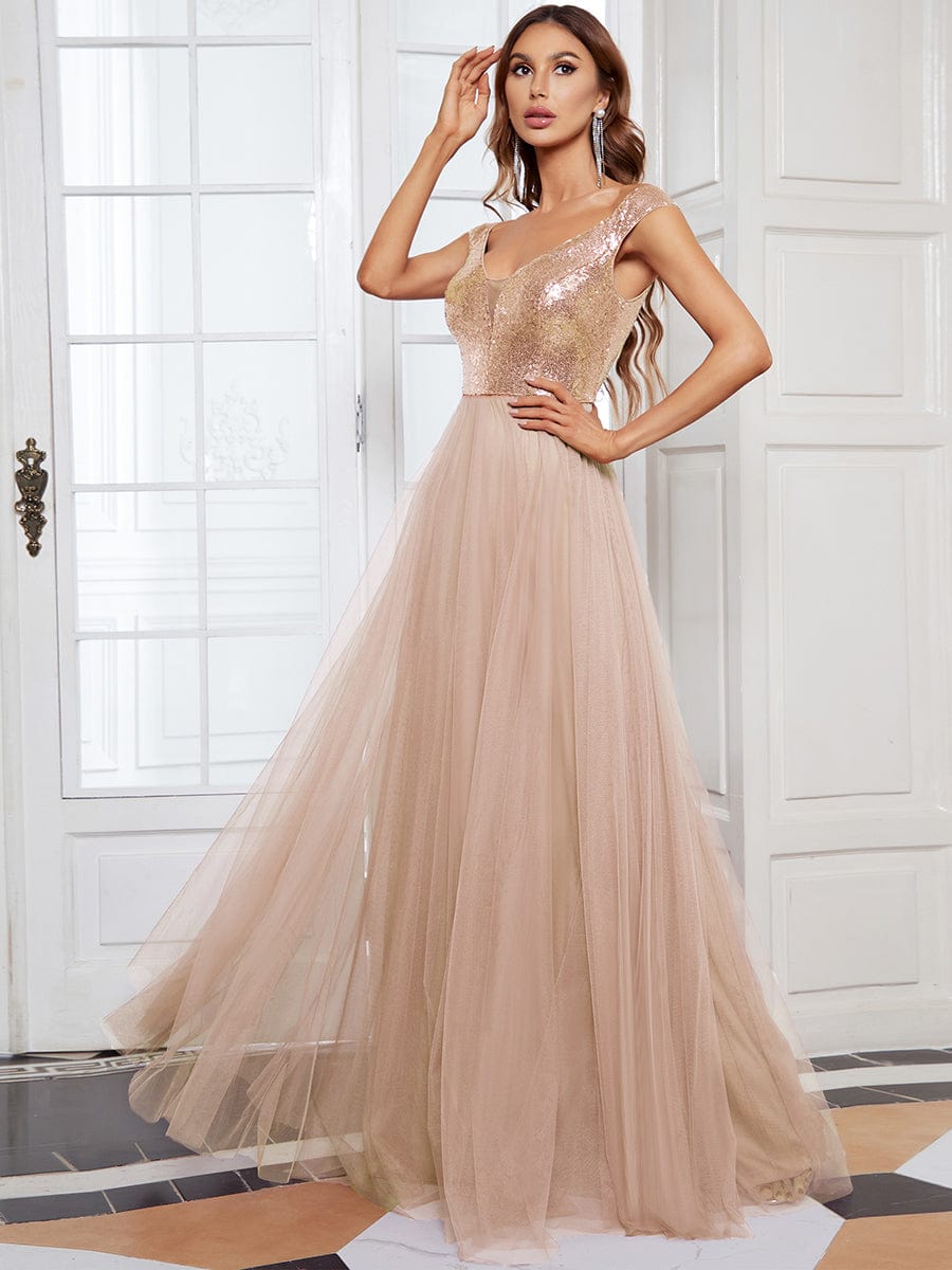A-Line Sequin and Tulle Formal Gown from MsDressly
