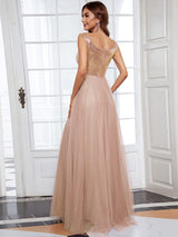 A-Line Sequin and Tulle Formal Gown from MsDressly