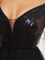 A-Line Sequin and Tulle Formal Gown from MsDressly