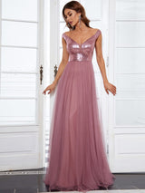 A-Line Sequin and Tulle Formal Gown from MsDressly