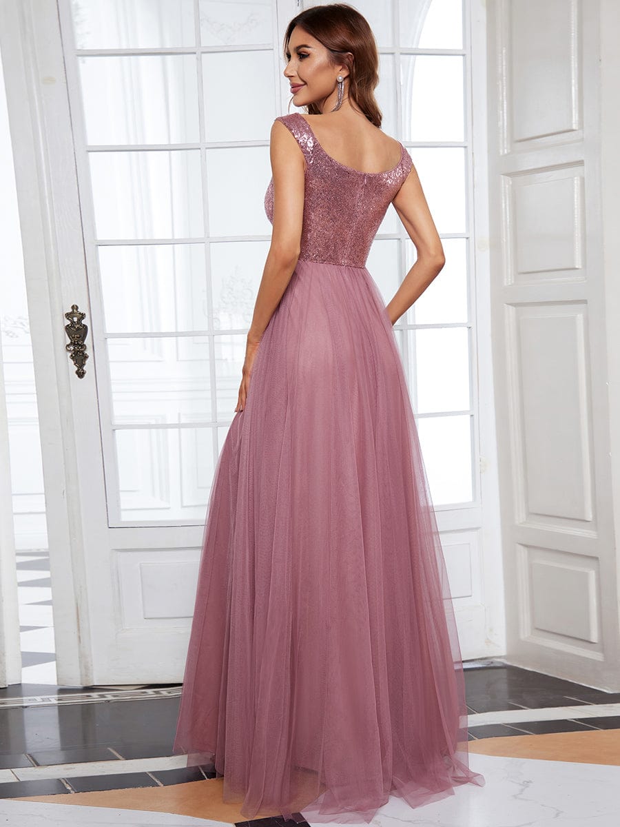 A-Line Sequin and Tulle Formal Gown from MsDressly