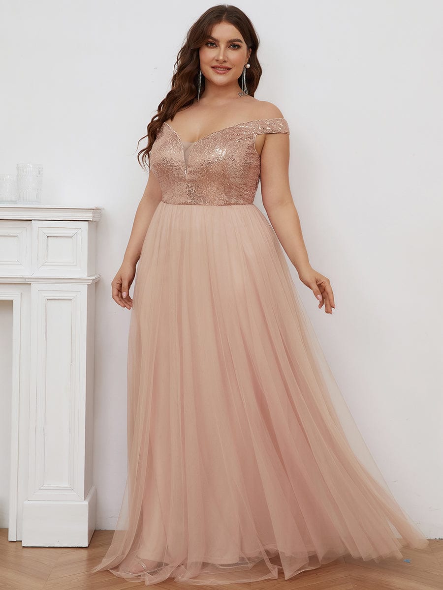 A-Line Sequin and Tulle Formal Gown from MsDressly