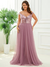 A-Line Sequin and Tulle Formal Gown from MsDressly