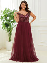 A-Line Sequin and Tulle Formal Gown from MsDressly