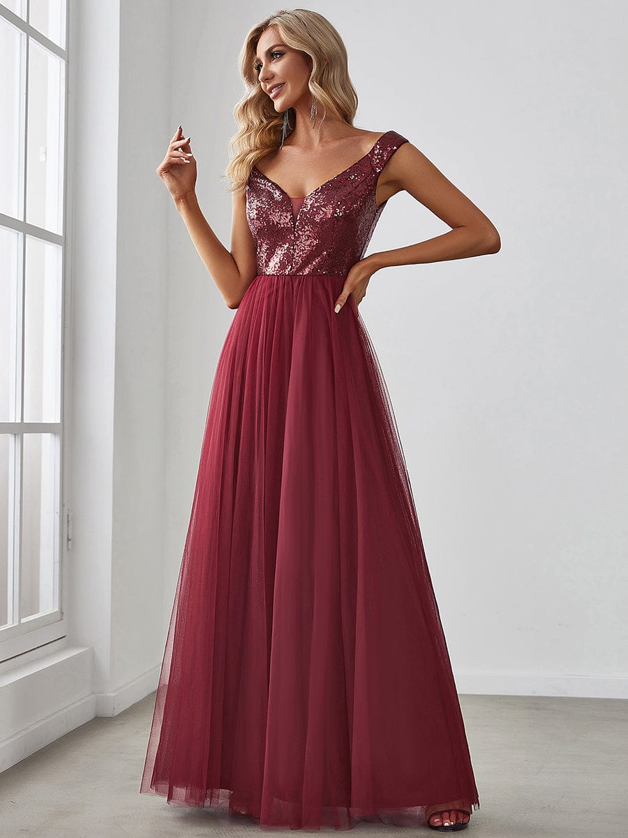 A-Line Sequin and Tulle Formal Gown from MsDressly