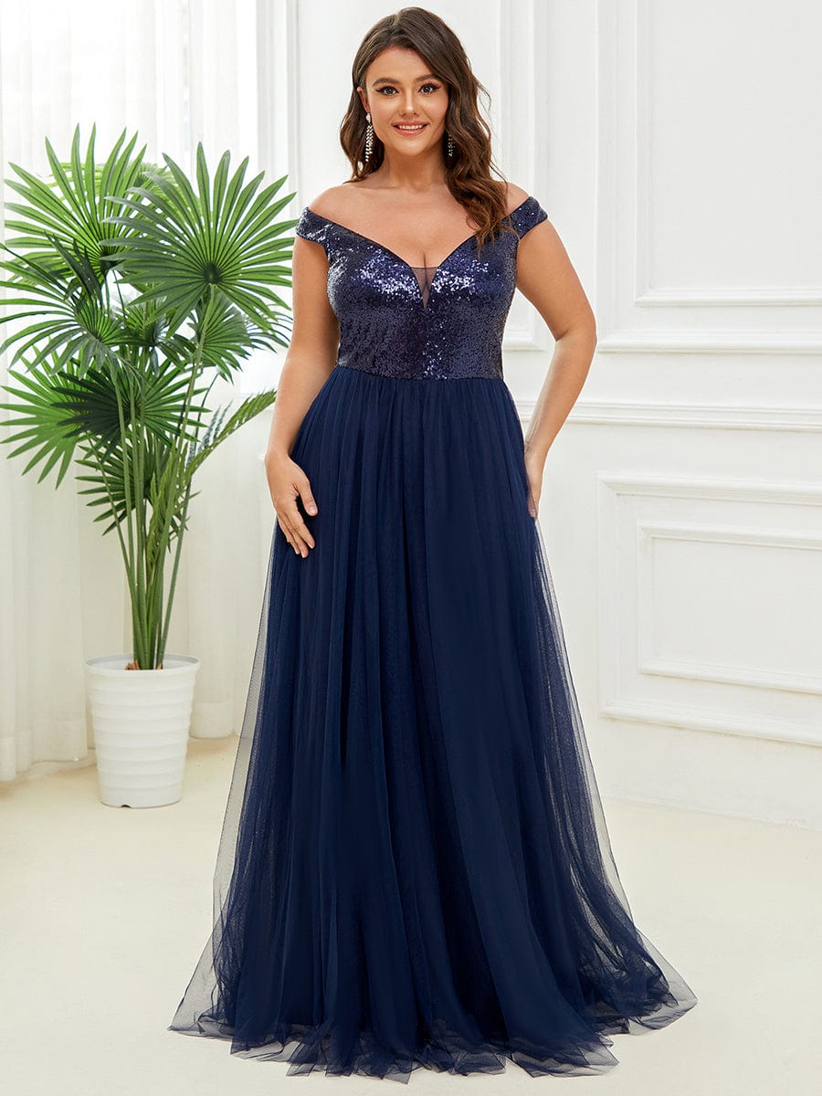 A-Line Sequin and Tulle Formal Gown from MsDressly