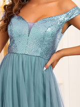 A-Line Sequin and Tulle Formal Gown from MsDressly