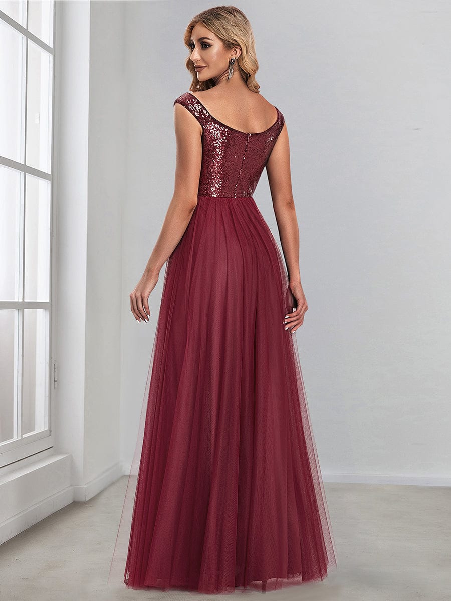 A-Line Sequin and Tulle Formal Gown from MsDressly
