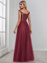 A-Line Sequin and Tulle Formal Gown from MsDressly
