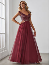A-Line Sequin and Tulle Formal Gown from MsDressly