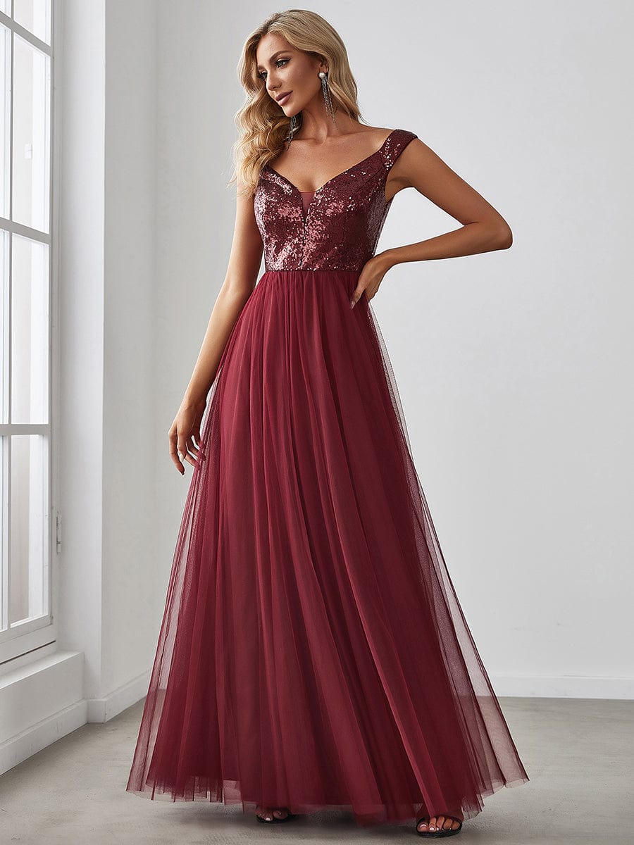 A-Line Sequin and Tulle Formal Gown from MsDressly