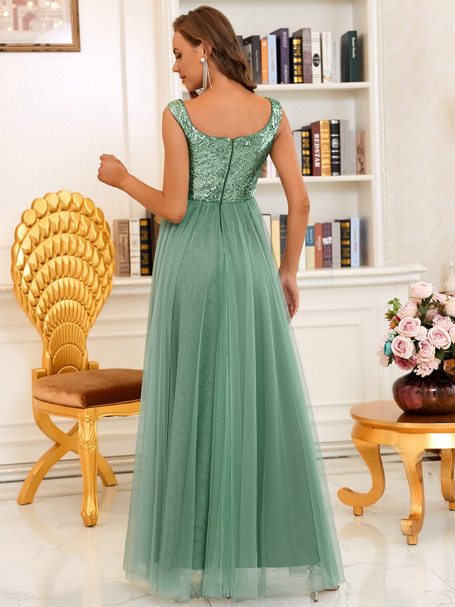 A-Line Sequin and Tulle Formal Gown from MsDressly
