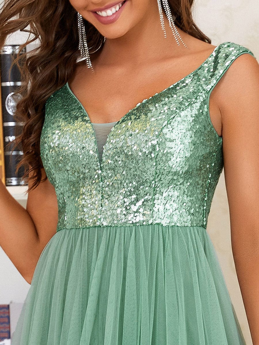 A-Line Sequin and Tulle Formal Gown from MsDressly