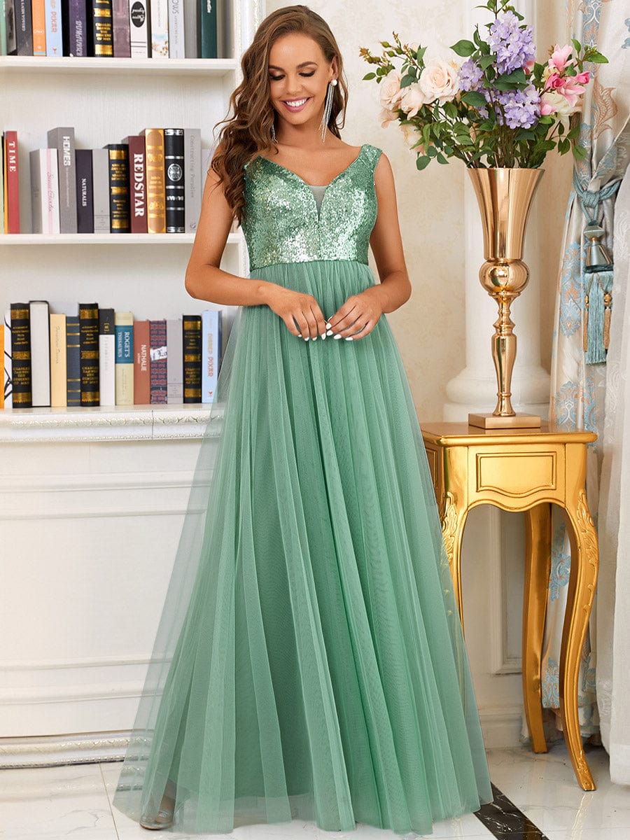 A-Line Sequin and Tulle Formal Gown from MsDressly