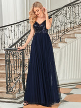 A-Line Sequin and Tulle Formal Gown from MsDressly