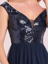 A-Line Sequin and Tulle Formal Gown from MsDressly