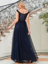 A-Line Sequin and Tulle Formal Gown from MsDressly