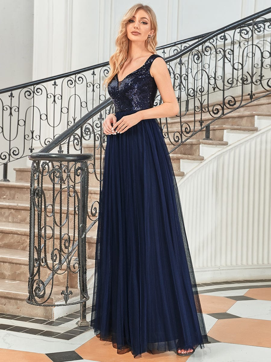 A-Line Sequin and Tulle Formal Gown from MsDressly