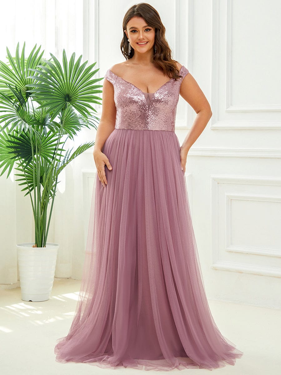 A-Line Sequin and Tulle Formal Gown from MsDressly