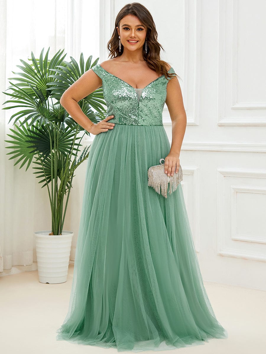 A-Line Sequin and Tulle Formal Gown from MsDressly