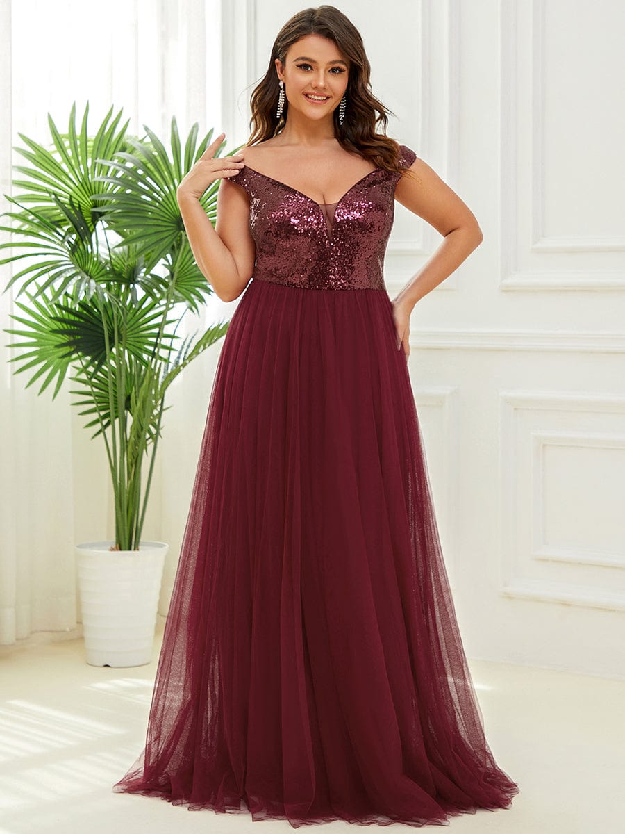 A-Line Sequin and Tulle Formal Gown from MsDressly