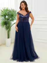 A-Line Sequin and Tulle Formal Gown from MsDressly