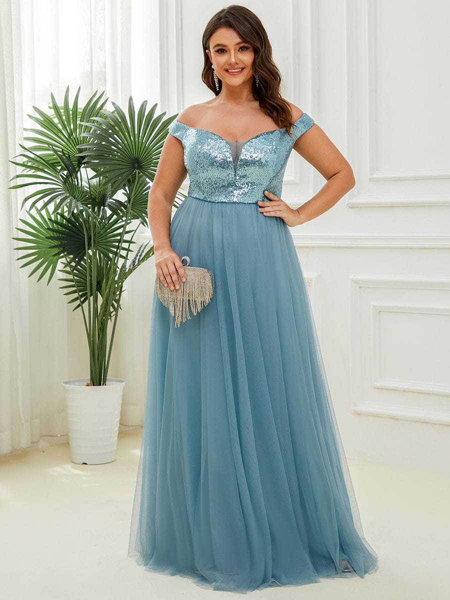 A-Line Sequin and Tulle Formal Gown from MsDressly