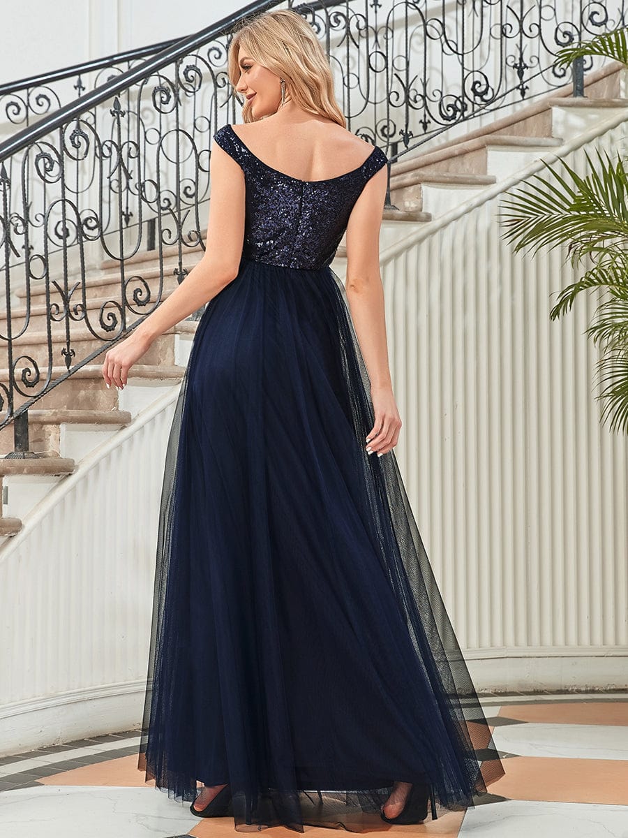 A-Line Sequin and Tulle Formal Gown from MsDressly