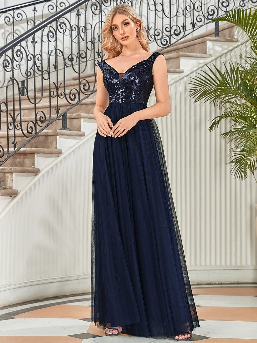 A-Line Sequin and Tulle Formal Gown from MsDressly