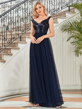 A-Line Sequin and Tulle Formal Gown from MsDressly