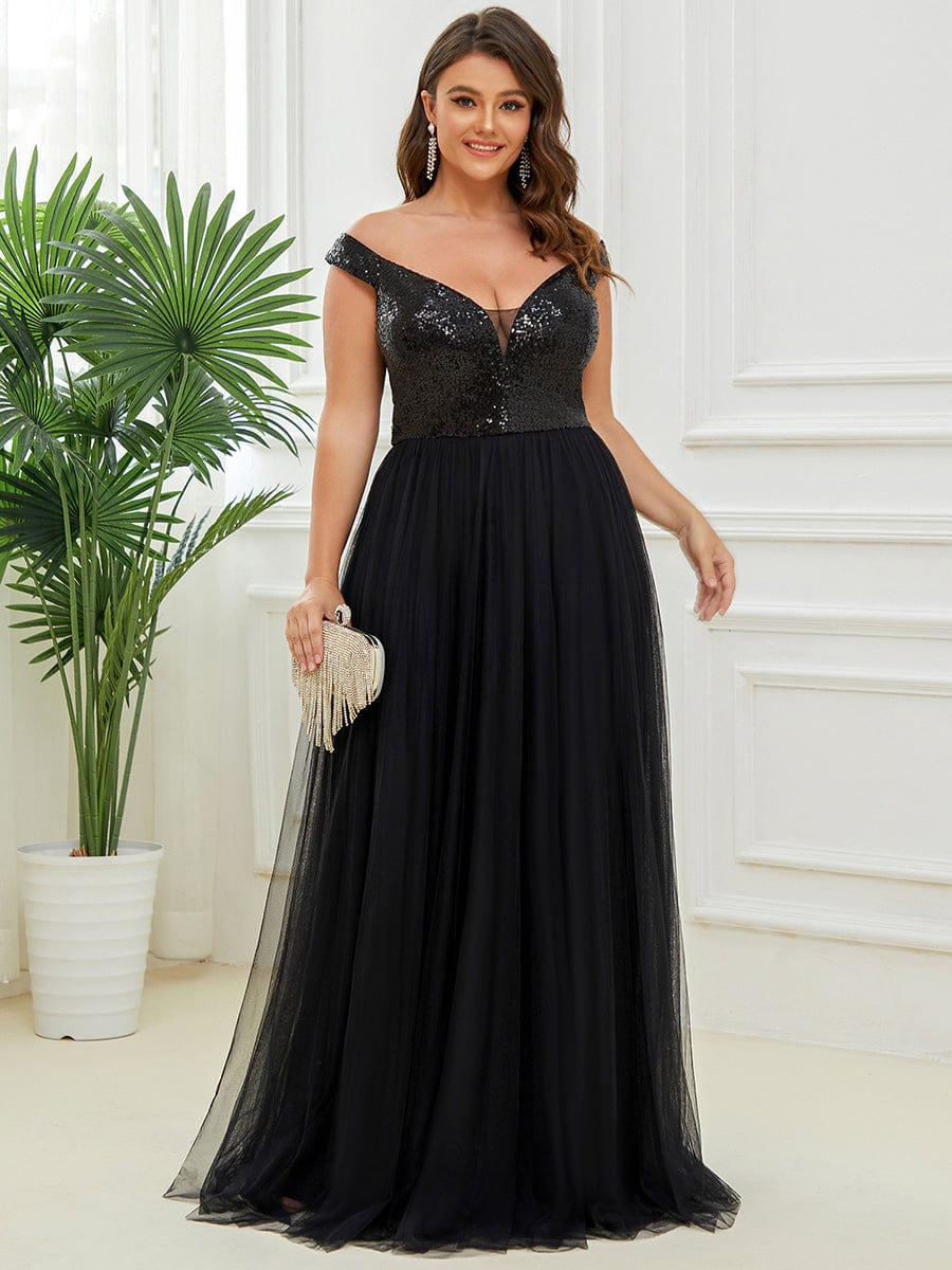A-Line Sequin and Tulle Formal Gown from MsDressly