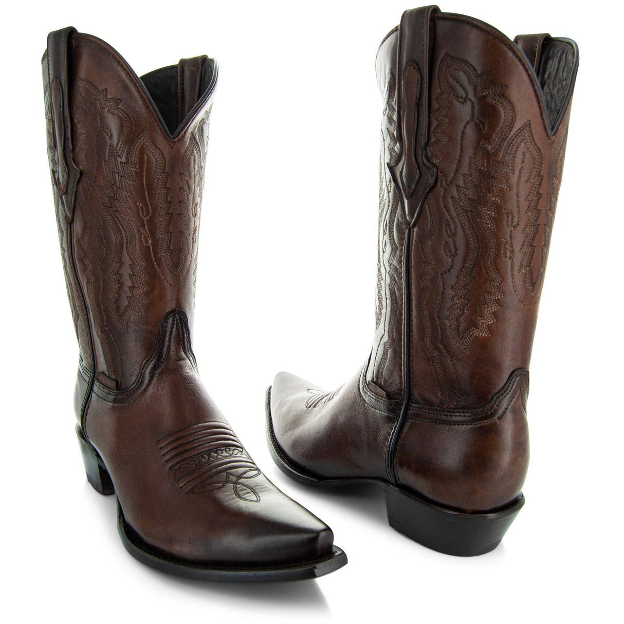 Men's Snip Toe Cowboy Boots Burnished Brown (H50030) from Soto Boots