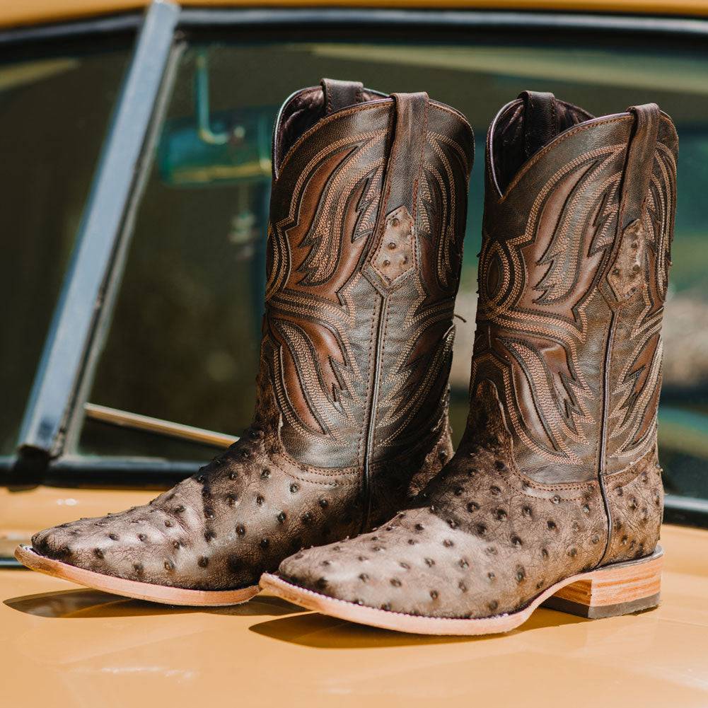 Soto Boots Mens Out of the Wild Brown Ostrich Print Boots H50031 from Soto Boots