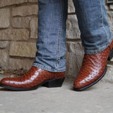 Men's Cognac Ostrich Print Cowboy Boots (H7002) from Soto Boots