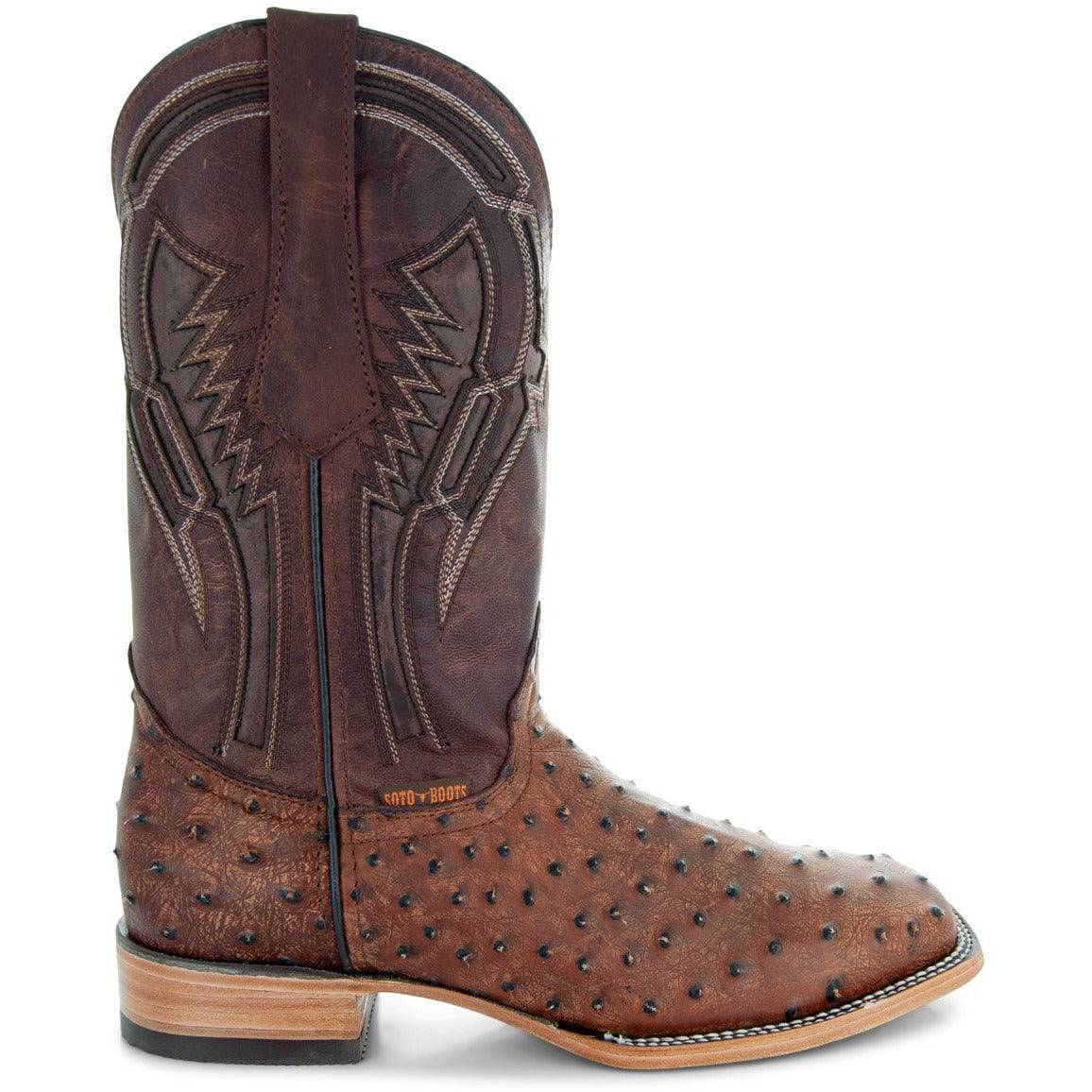 Soto Boots Mens Out of the Wild Cognac Ostrich Print Boots H50031 from Soto Boots