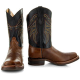 Miel Square Toe Leather Cowboy Boots H4002 from Soto Boots