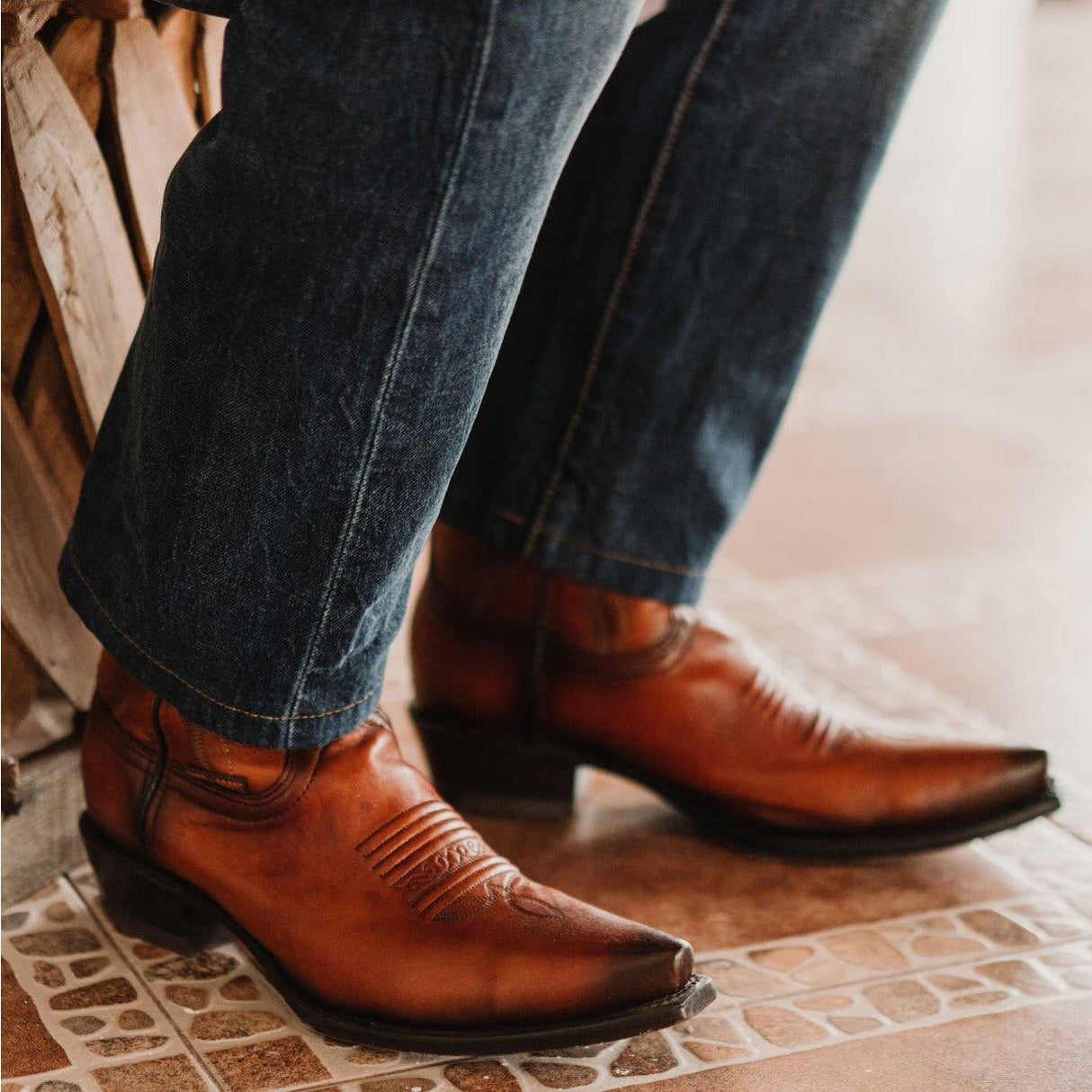 Men's Snip Toe Cowboy Boots Tan (H50030) | from Soto Boots